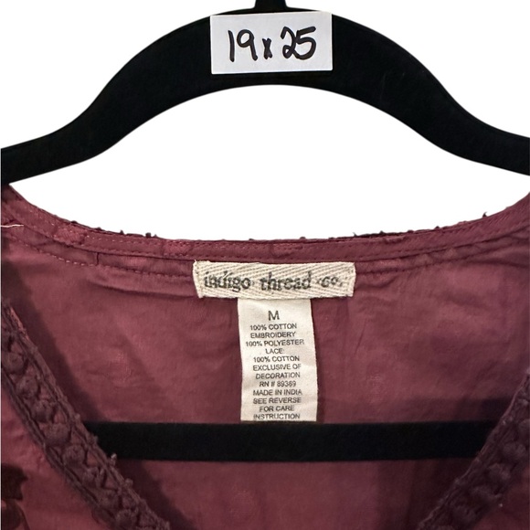 Boho Purple Embroidered Blouse. EUC - Picture 4 of 5